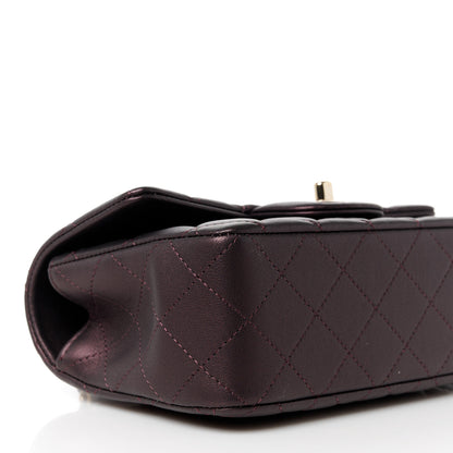 Chanel Iridescent Lambskin Quilted Mini Top Handle Rectangular Flap Burgundy 10 of 12