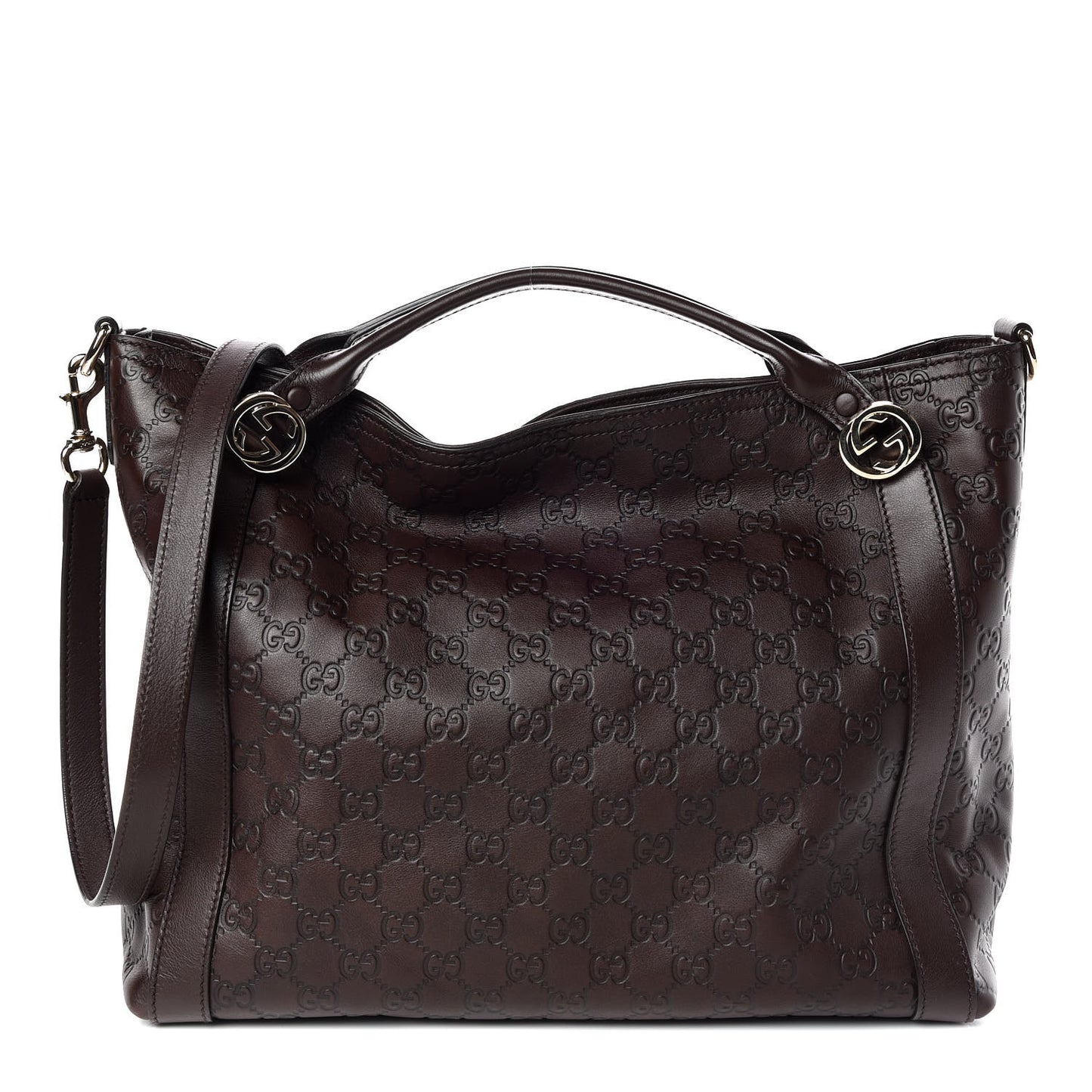 Guccissima Medium Miss GG Top Handle Bag Dark Brown