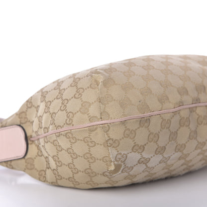 Gucci Monogram Web Medium Half Moon Hobo Blue Pink 6 of 17