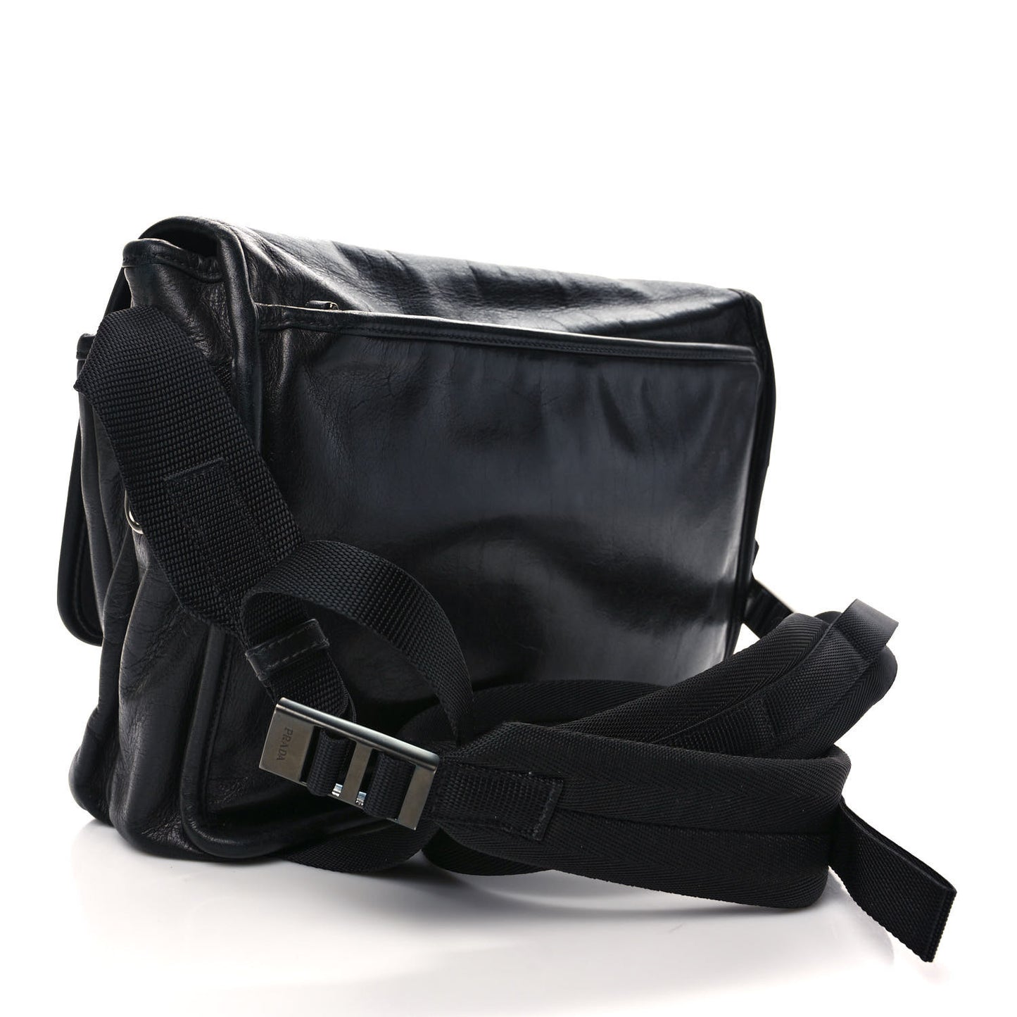 Soft Calf Saffiano Travel Messenger Bag Black