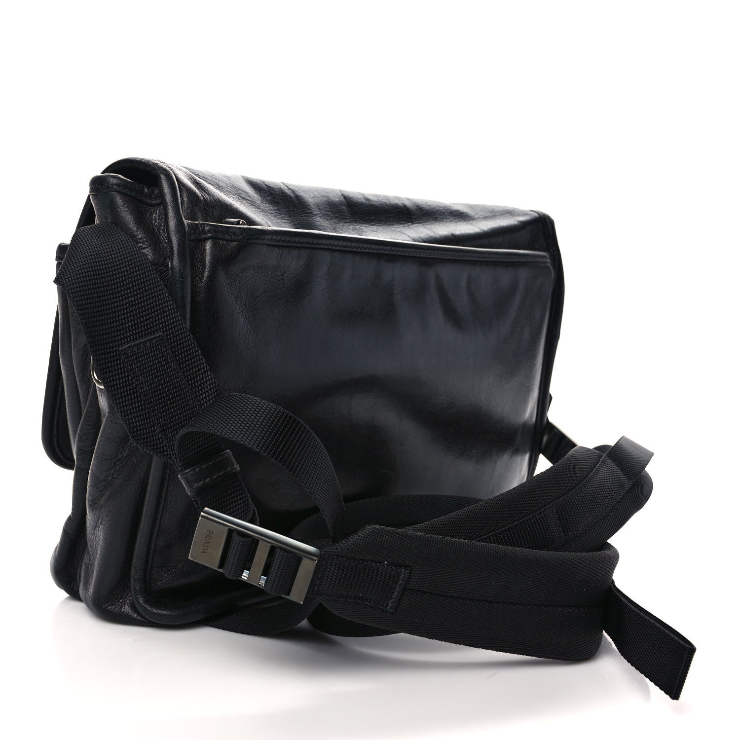 Prada Soft Calf Saffiano Travel Messenger Bag Black 3 of 9