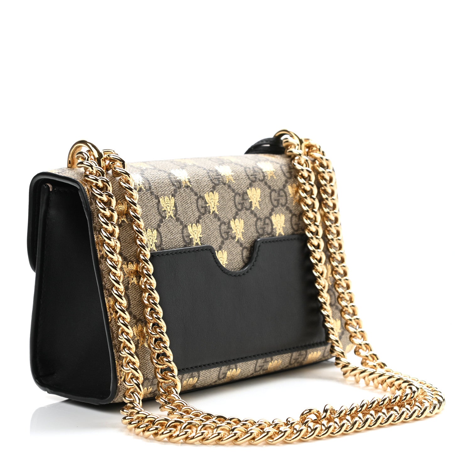 Gucci GG Supreme Monogram Bees Small Padlock Shoulder Bag Black 3 of 11