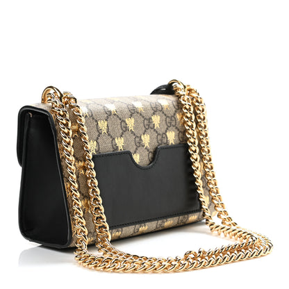 Gucci GG Supreme Monogram Bees Small Padlock Shoulder Bag Black 3 of 11