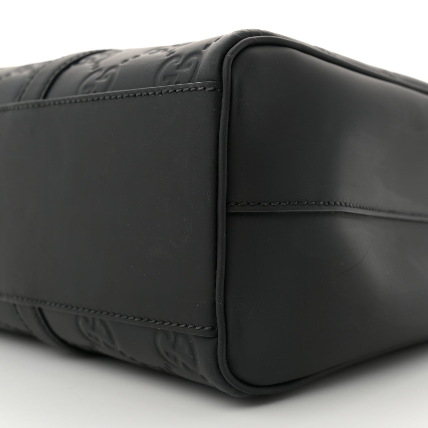 Calfskin Rubber Effect Tall Convertible Tote Black