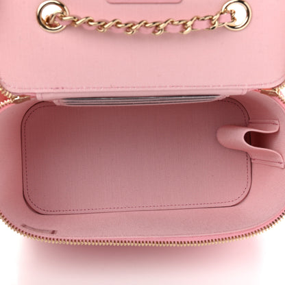 Chanel Lambskin Camellia Embossed Small Vanity Case With Chain Pink 5 of 10