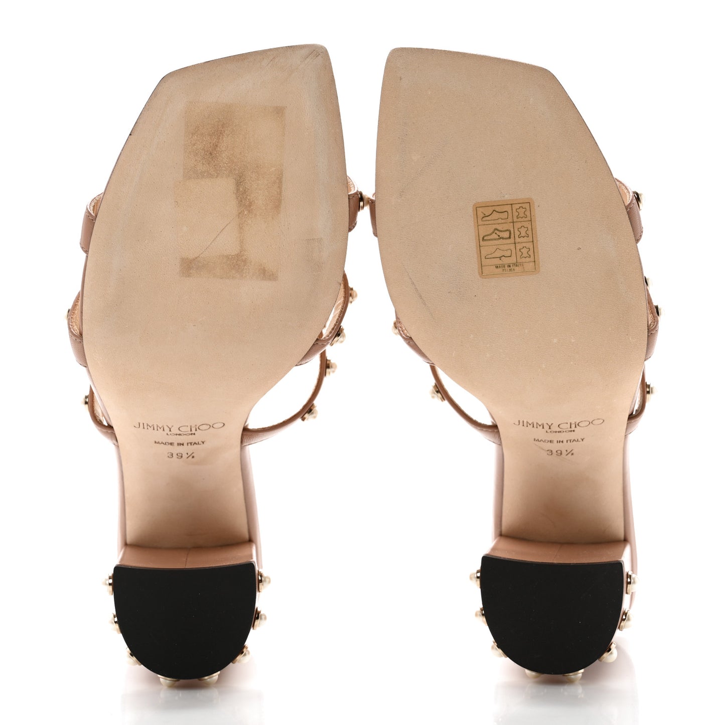 Calfskin Pearl Embellished Hazal 85 Mule Sandals 39.5 Ballet Pink