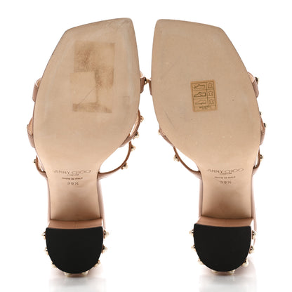Jimmy Choo Calfskin Pearl Embellished Hazal 85 Mule Sandals 39.5 Ballet Pink 5 of 11