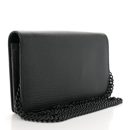 Gucci Dollar Calfskin Enamel Monochrome Mini GG Marmont Chain Wallet Black 3 of 11