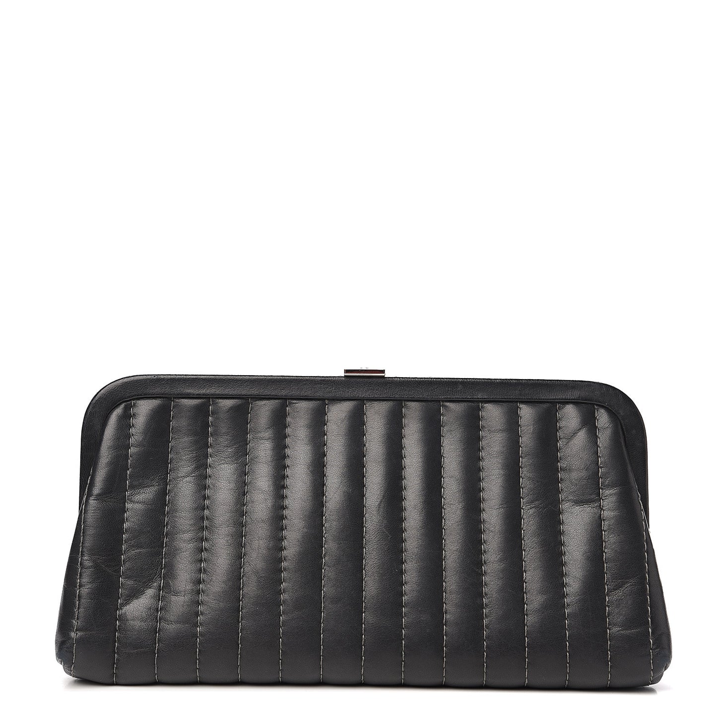 Lambskin Vertical Quilted Mademoiselle Clutch Black