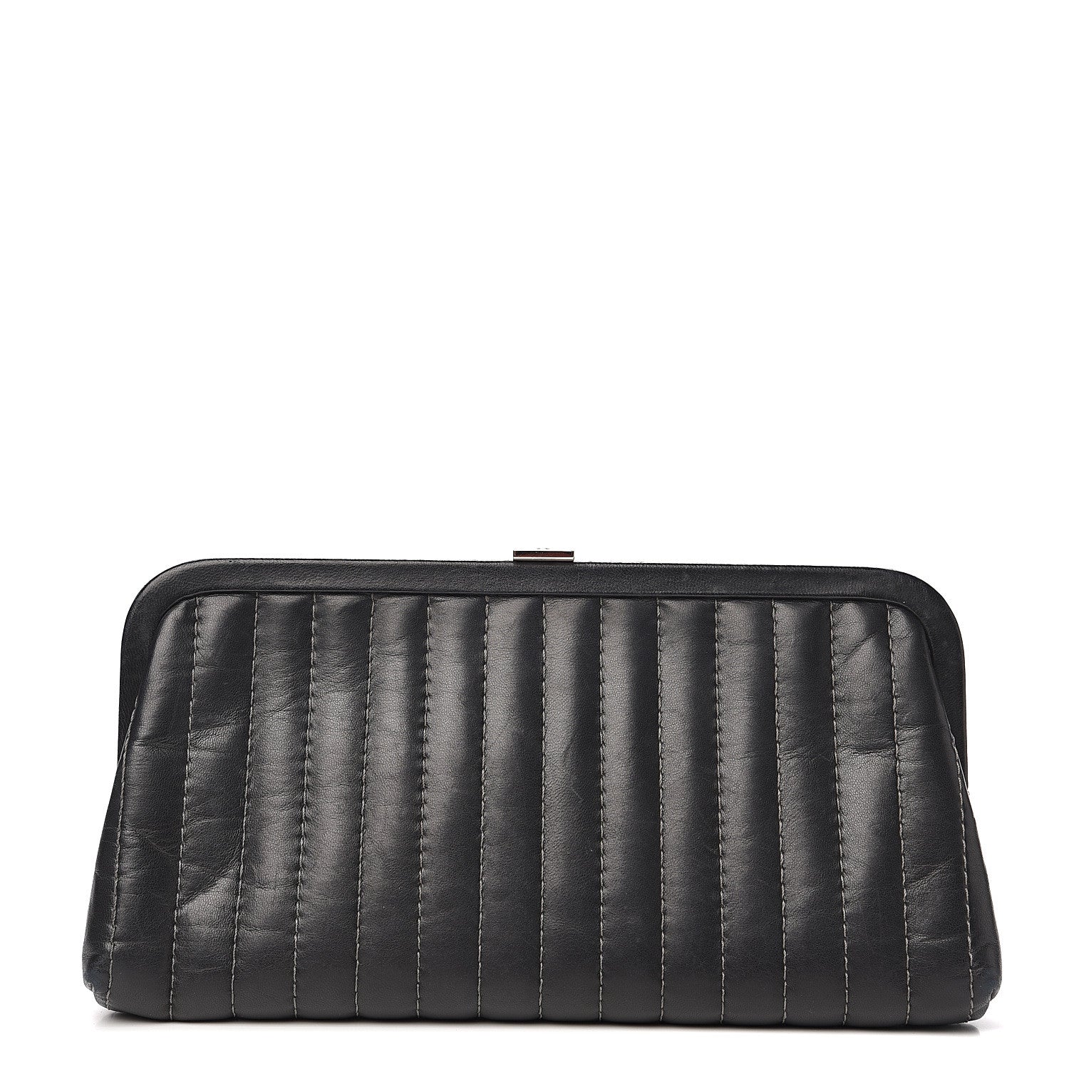 Chanel Lambskin Vertical Quilted Mademoiselle Clutch Black 1 of 8