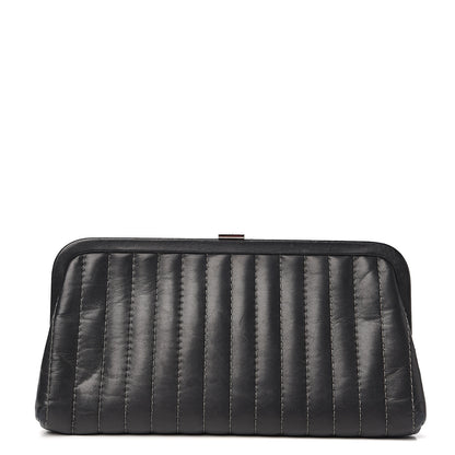 Chanel Lambskin Vertical Quilted Mademoiselle Clutch Black 1 of 8
