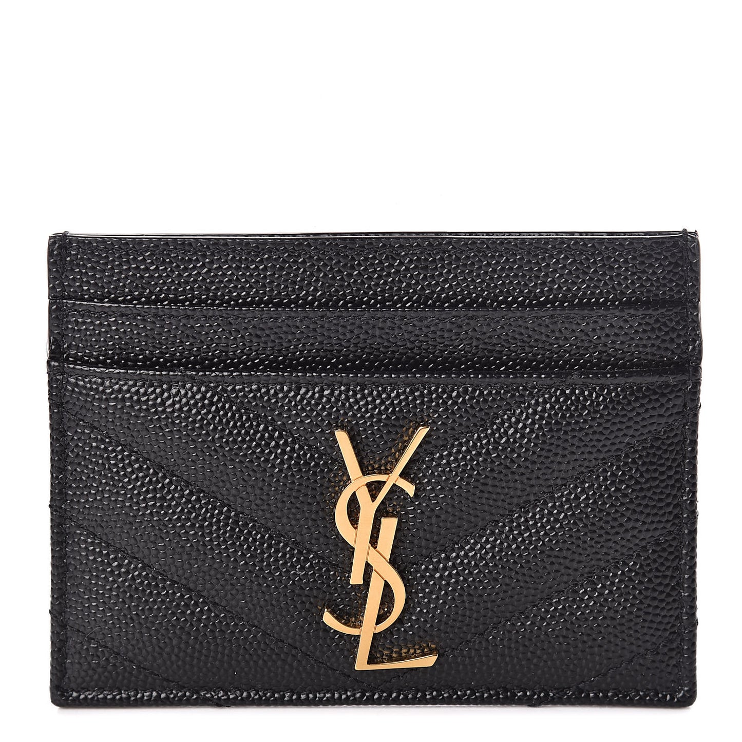 Grain De Poudre Matelasse Chevron Monogram Credit Card Case Black