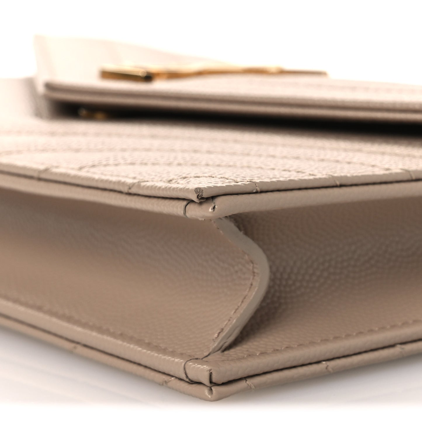 Grain De Poudre Matelasse Chevron Monogram Envelope Chain Wallet Dark Beige