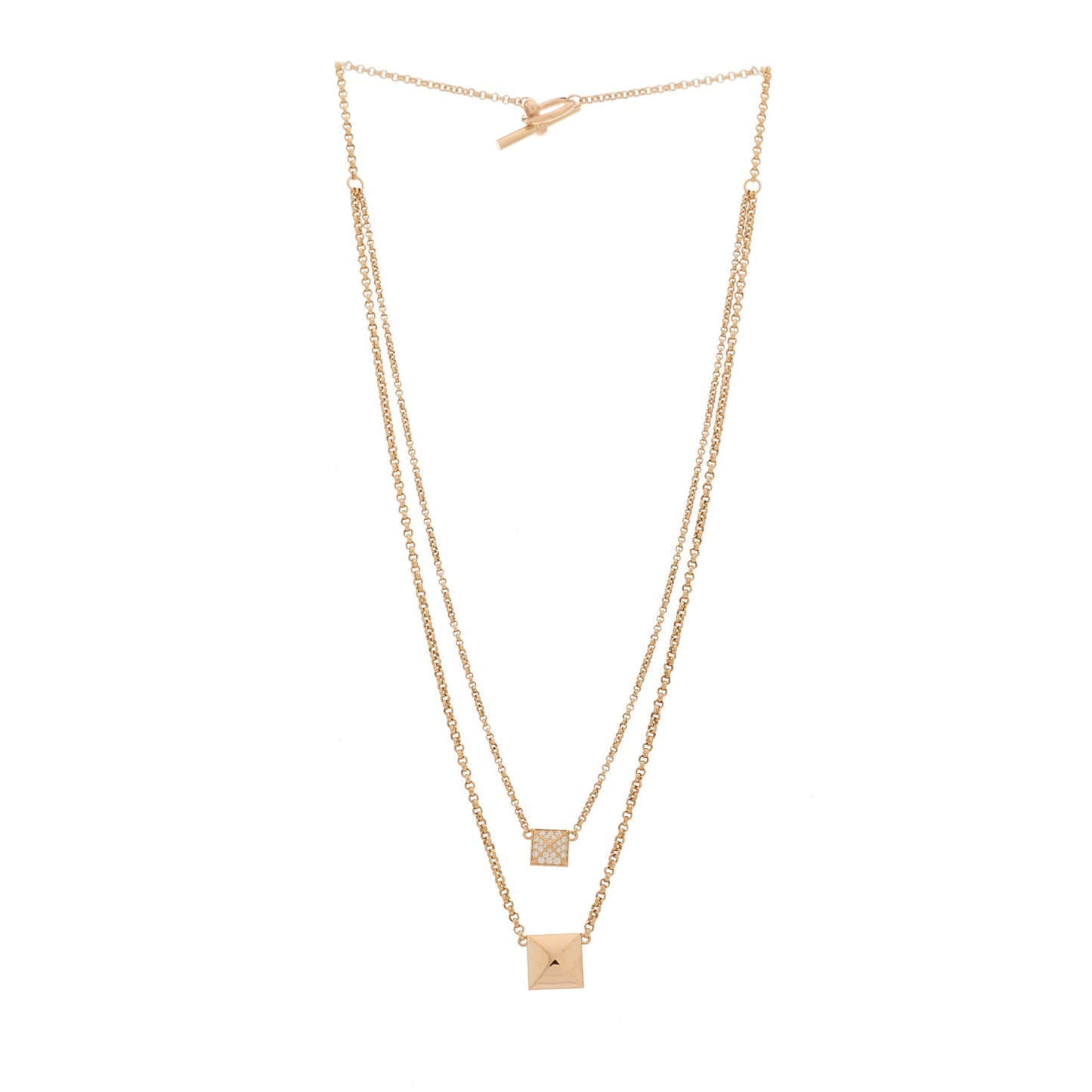 18K Rose Gold Diamond Clou d'H Double Pendant Necklace