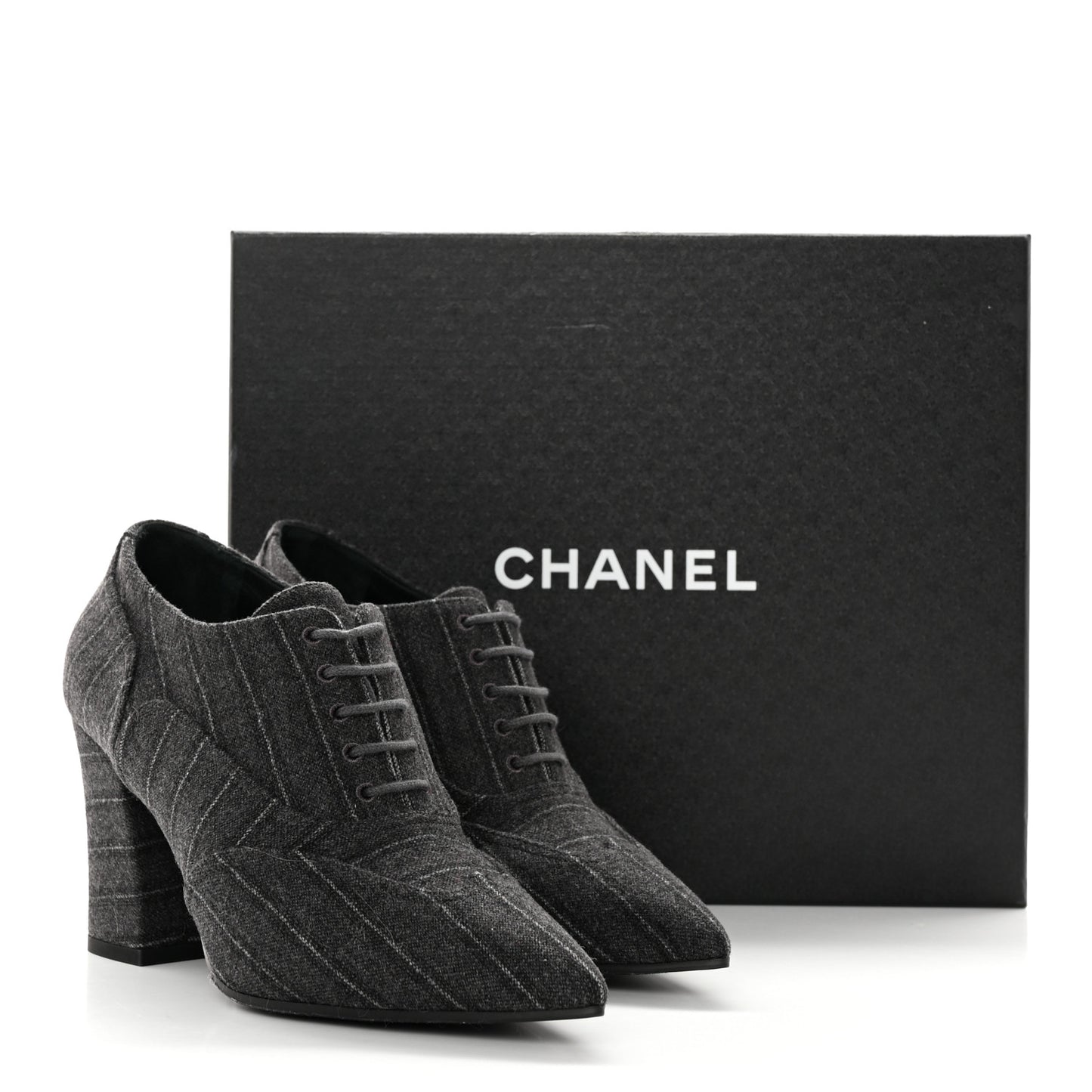 Fabric Lace Up Ankle Booties 37 Grey