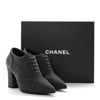 Chanel Fabric Lace Up Ankle Booties 37 Grey 11 of 11