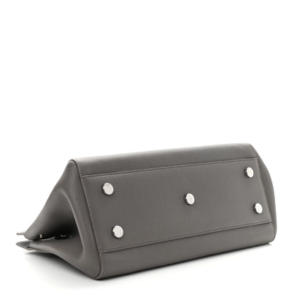 Saint Laurent Grained Calfskin Small Cabas Rive Gauche Fog 4 of 16