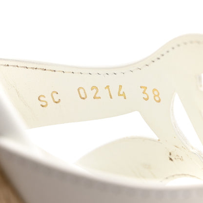 Louis Vuitton Calfskin LV Isola Espadrille Wedge Sandals 38 White 8 of 11