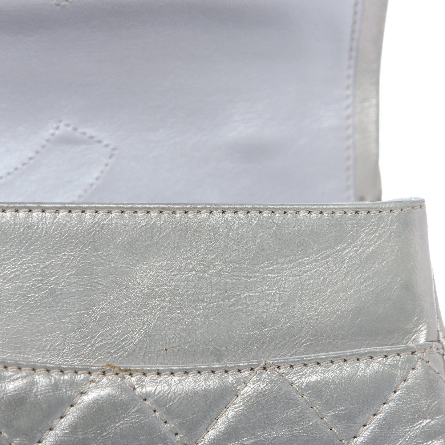 Metallic Aged Calfskin Quilted 2.55 Reissue 227 Flap Silver