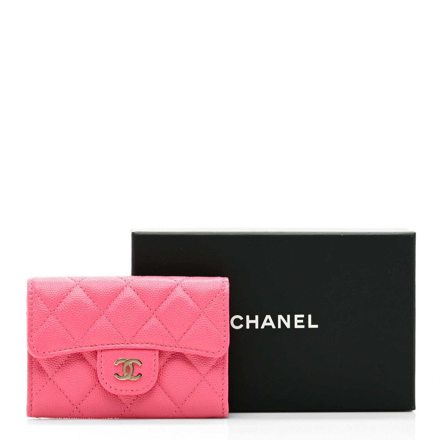 Chanel Caviar Quilted Flap Card Holder Wallet Pink 9 of 9