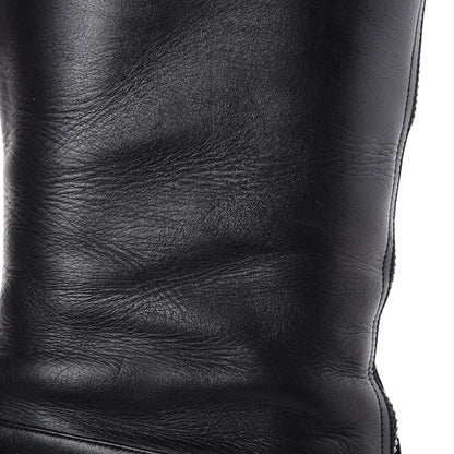Christian Louboutin Matte Calfskin Foresta Knee High Wedge Boots 37.5 Black 11 of 16
