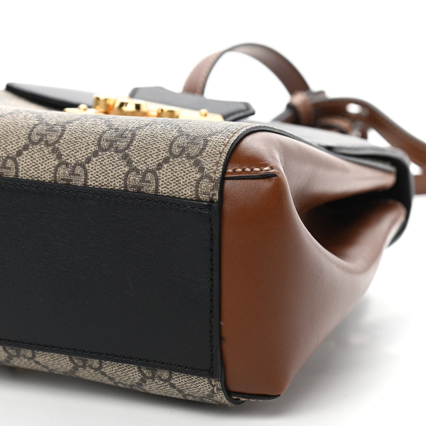 GG Supreme Monogram Calfskin Padlock Backpack Beige Cuir Black