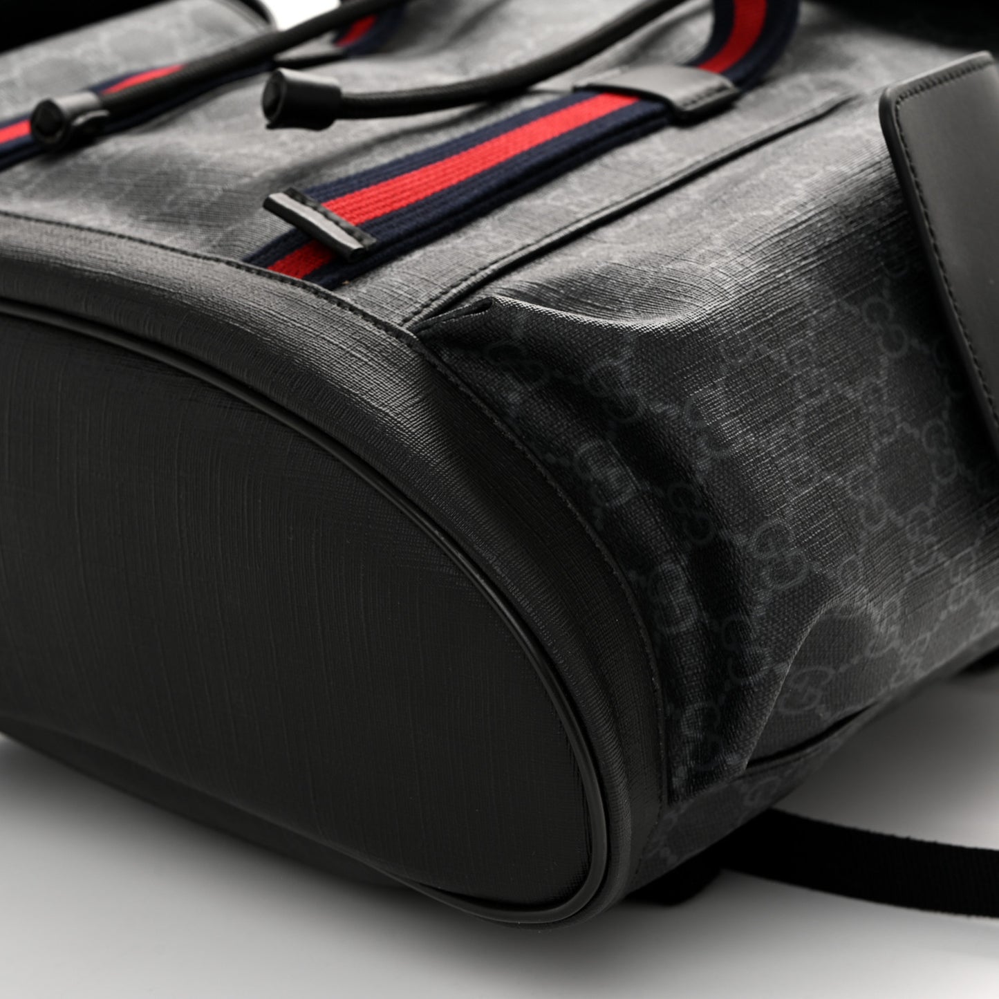 Soft GG Supreme Monogram Calfskin Web Double Buckle Backpack Black