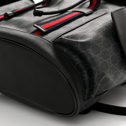 Gucci Soft GG Supreme Monogram Calfskin Web Double Buckle Backpack Black 10 of 10