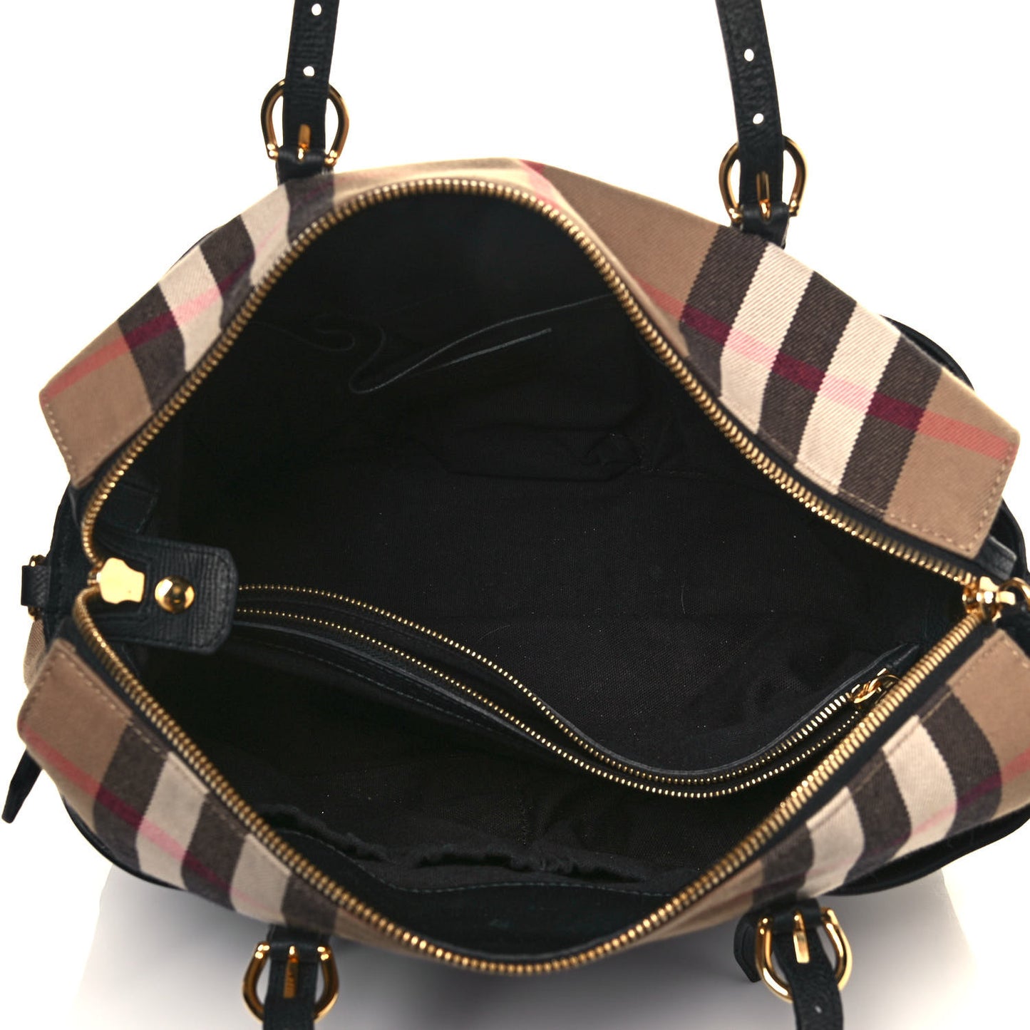 Grainy Calfskin House Check Mason Diaper Tote Black