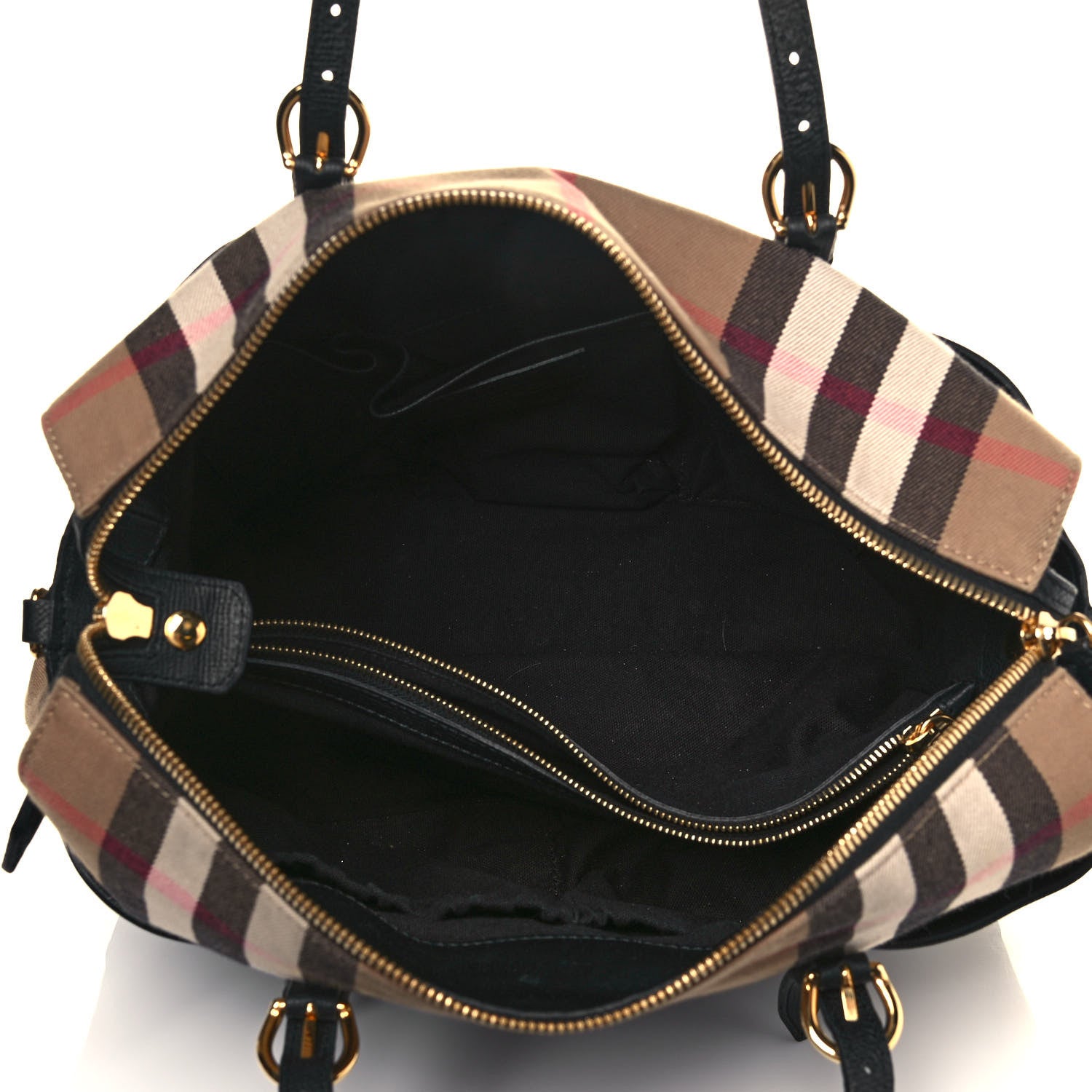 Burberry Grainy Calfskin House Check Mason Diaper Tote Black 6 of 16