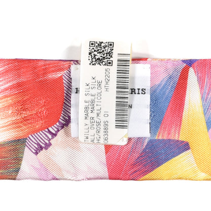 Hermes Silk All Over Marble Silk Twilly Rose Multicolor Ocre 4 of 4