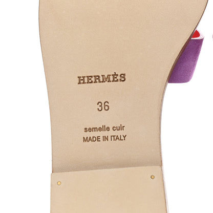Hermes Suede Goatskin Oran Sandals 36 Violet Parme 6 of 8