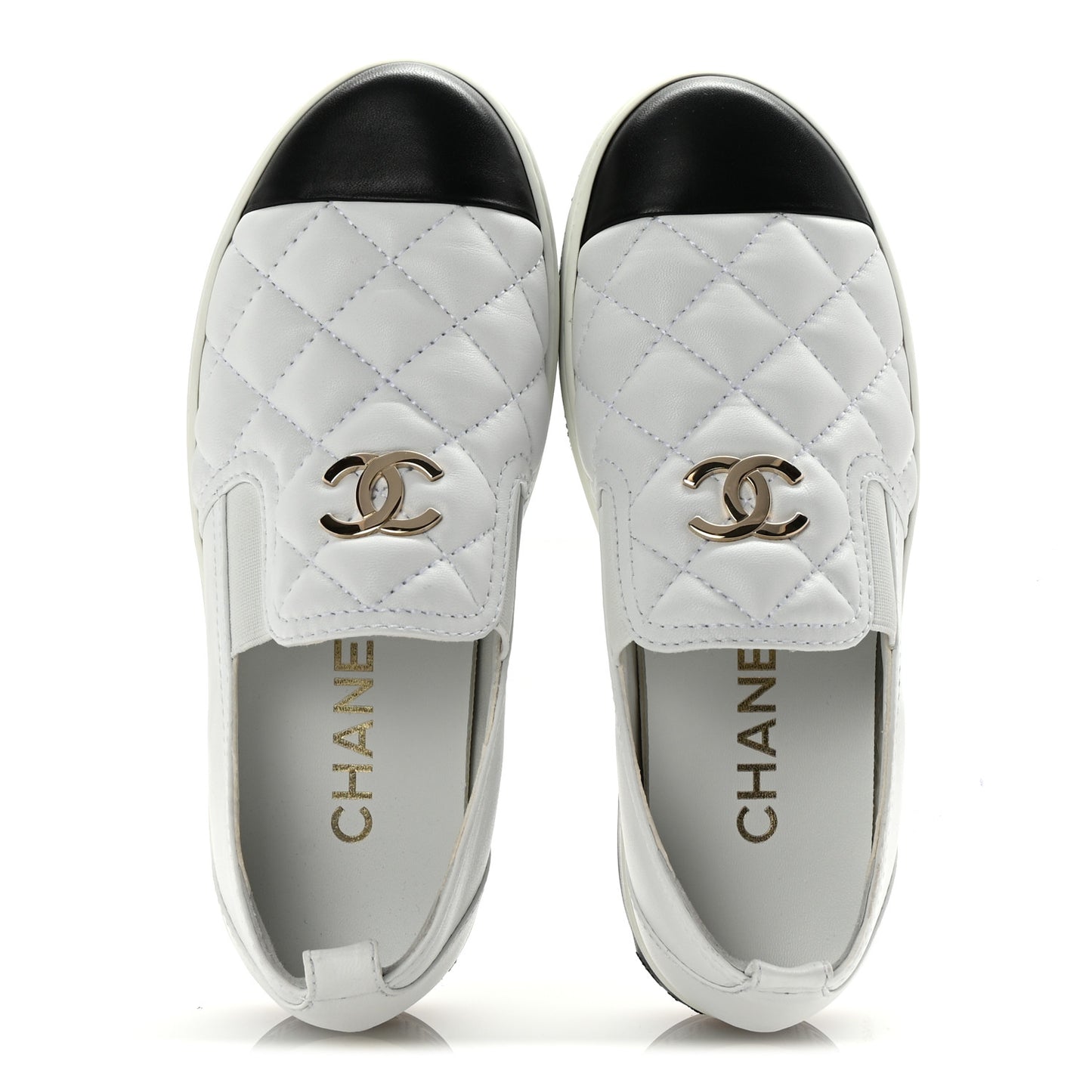 Lambskin Quilted Womens CC Stroll Sneakers 38 White