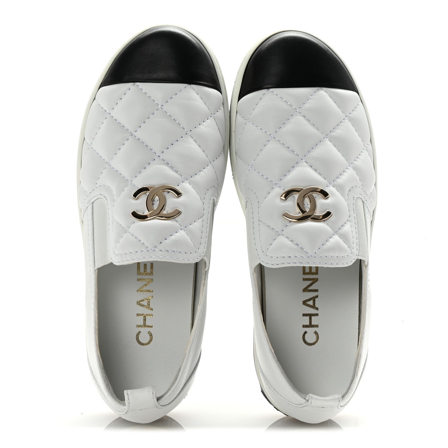 Chanel Lambskin Quilted Womens CC Stroll Sneakers 38 White 2 of 9