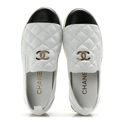 Chanel Lambskin Quilted Womens CC Stroll Sneakers 38 White 2 of 9