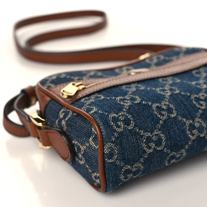 Gucci New Denim GG Monogram Dollar Calfskin Mini Ophidia Shoulder Bag Blue Tea Cuir Epilog 8 of 10