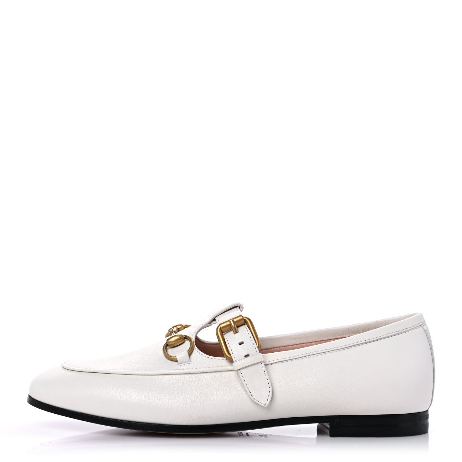 Gucci Malaga Kid Womens Horsebit Buckle Strap Loafers 35.5 Dusty White 1 of 8