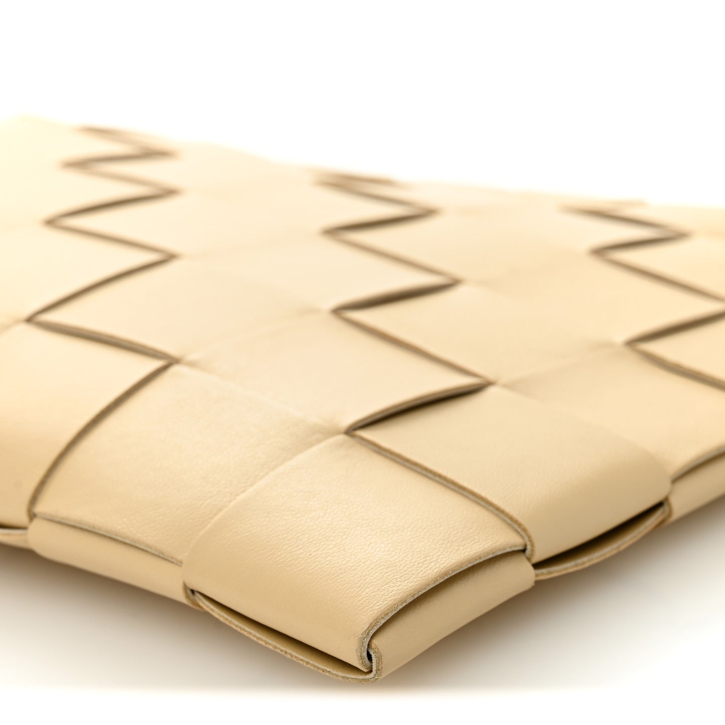 Nappa Maxi Intrecciato Large Cassette Flat Zip Pouch Porridge