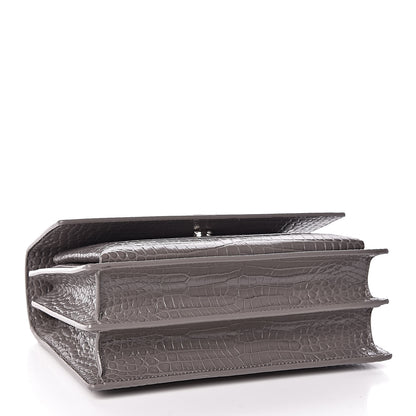 Saint Laurent Calfskin Crocodile Embossed Medium Monogram Sunset Fog 4 of 11