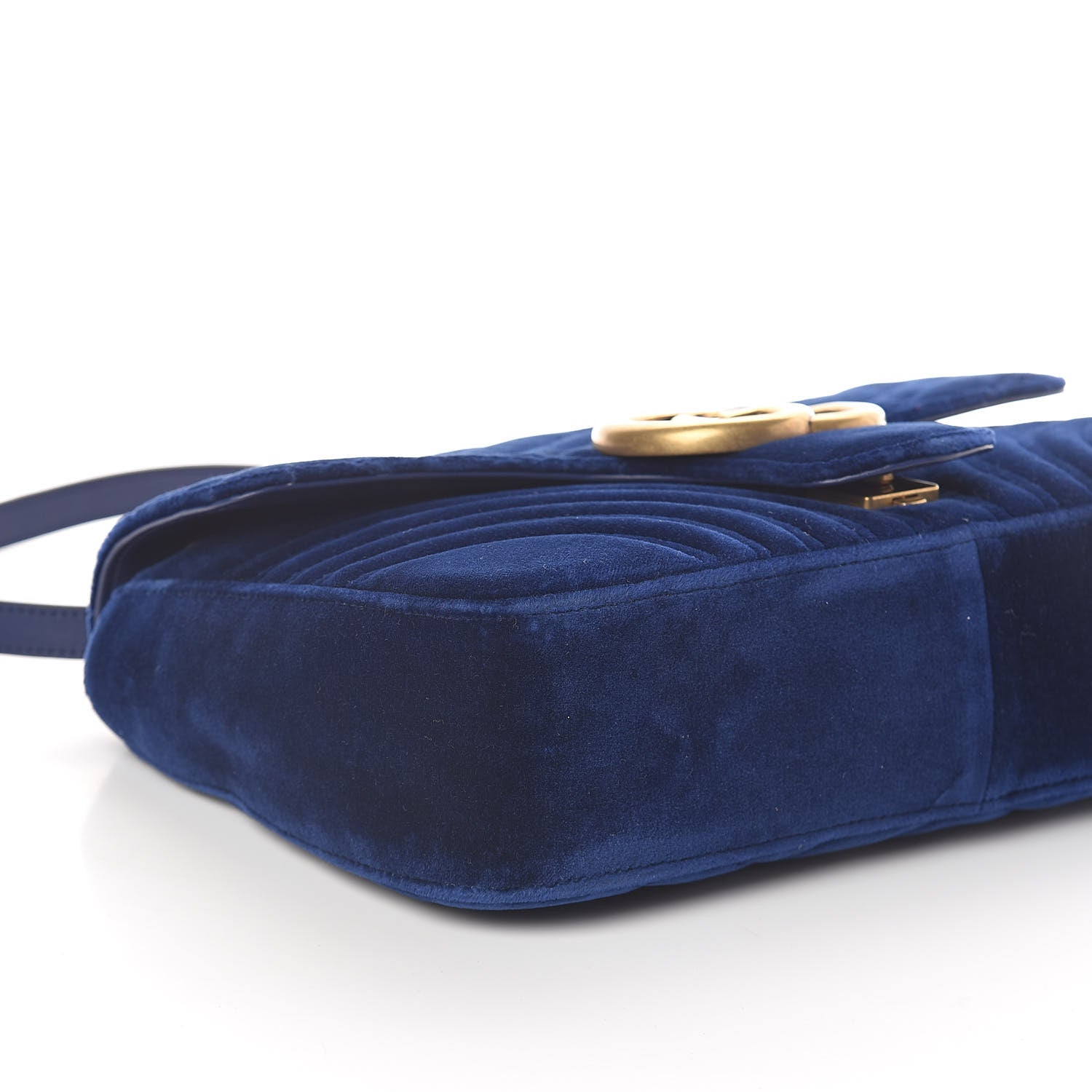Gucci Velvet Matelasse Medium GG Marmont Shoulder Bag Cobalt Blue 7 of 8