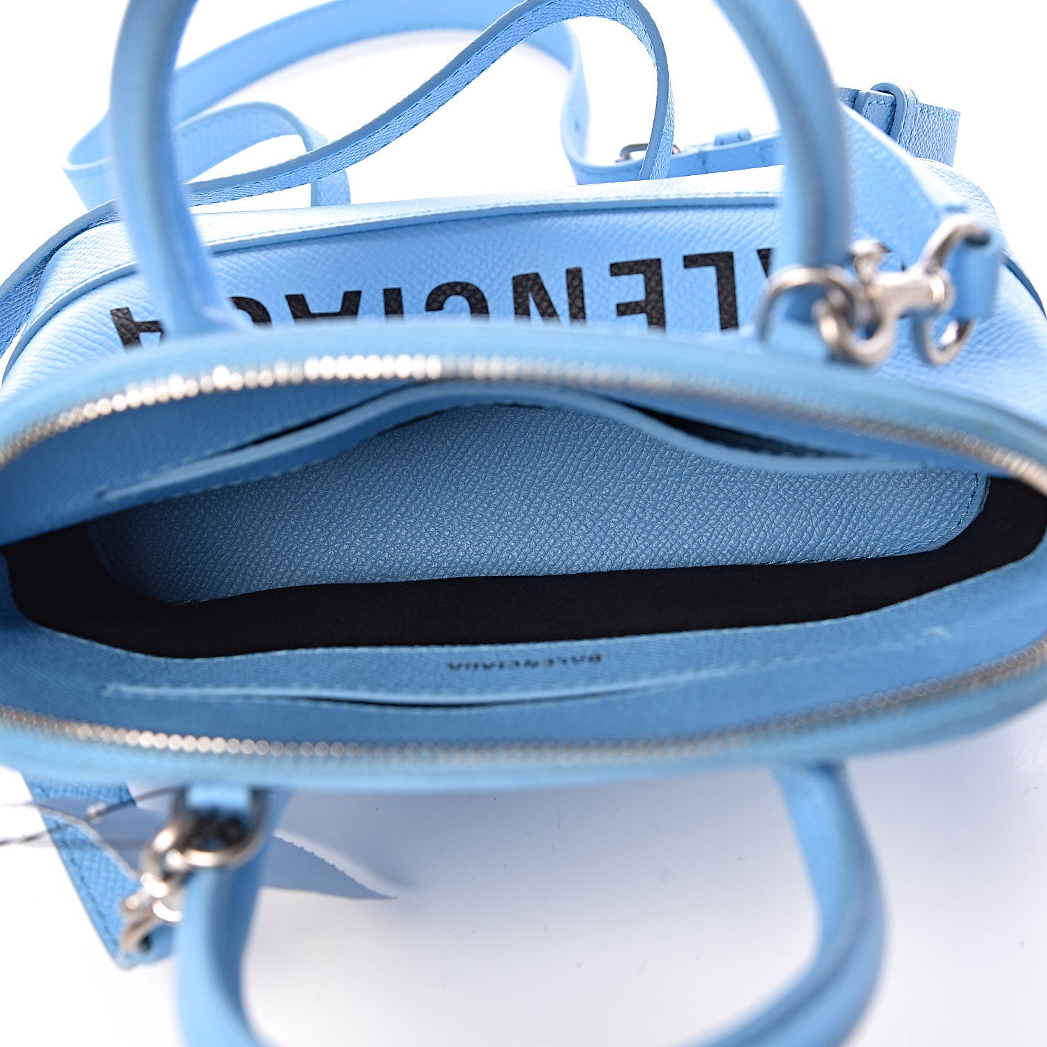 Balenciaga Signature Grained Calfskin Logo XXS Ville Top Handle Bag Baby Blue Black 5 of 10