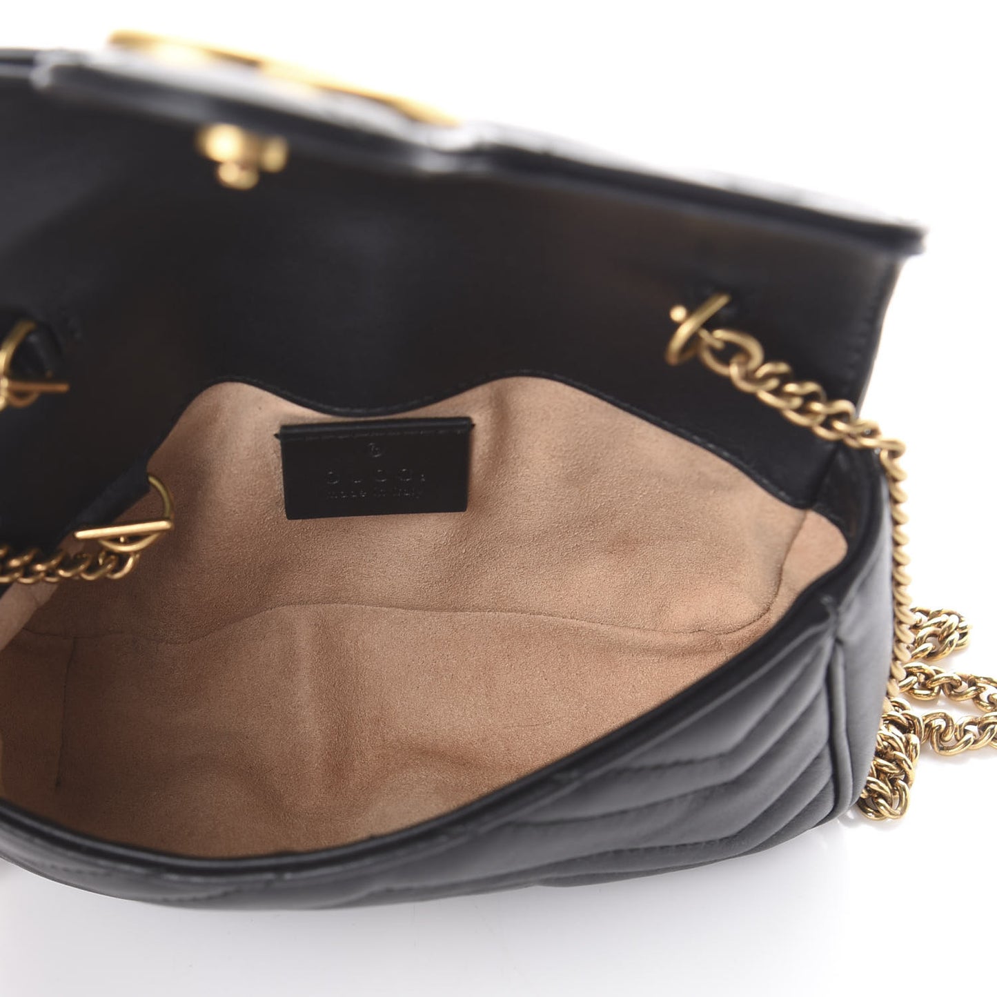 Calfskin Matelasse Super Mini GG Marmont Shoulder Bag Black