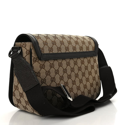 Gucci Monogram Flap Messenger Bag Beige Dark Brown 3 of 9