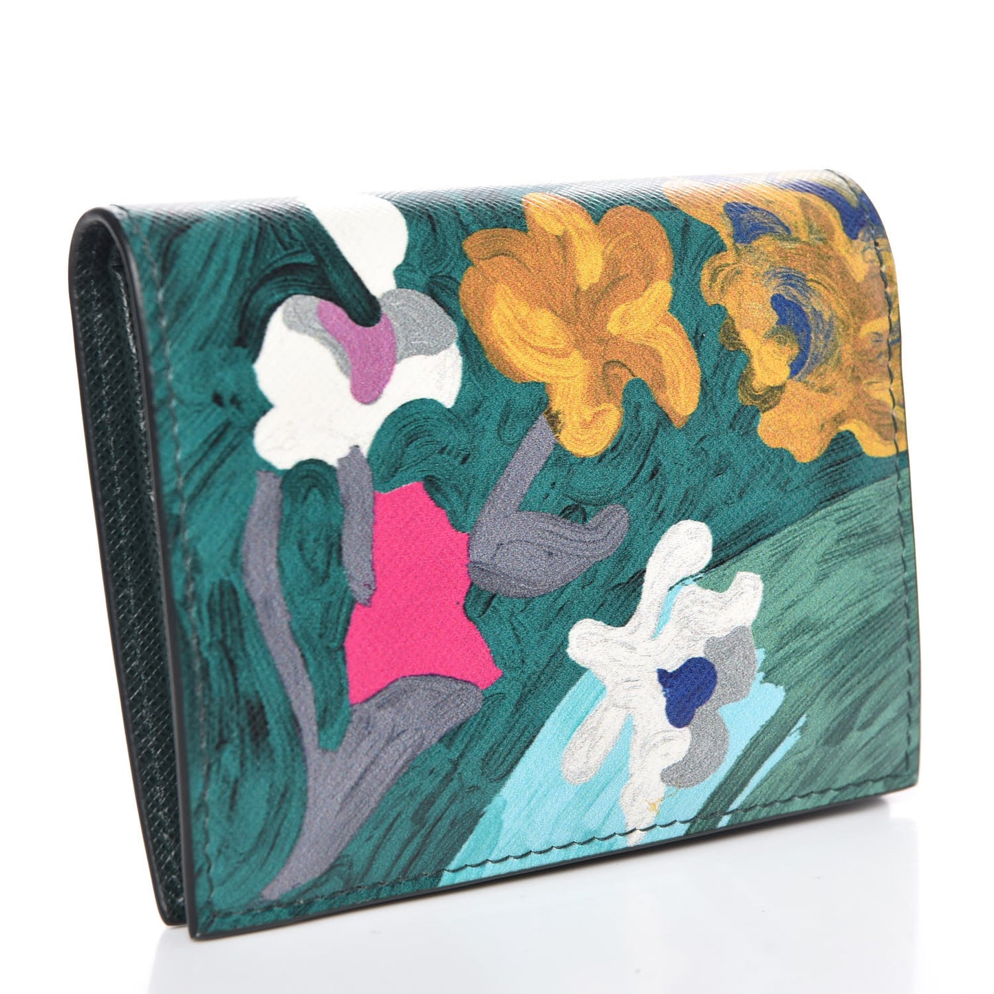 Saffiano Floral Print Card Holder Multicolor