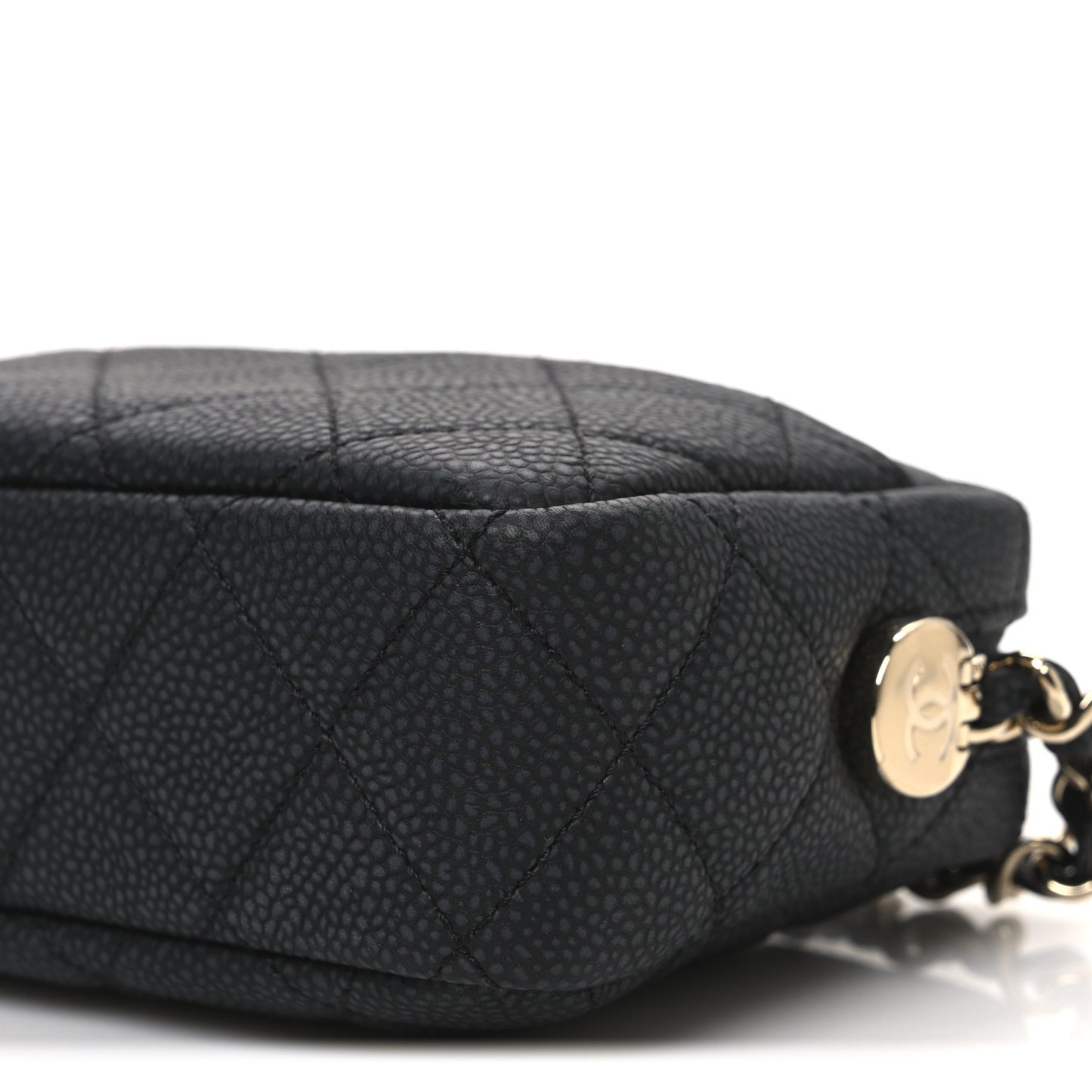 Iridescent Caviar Quilted Mini Coco Tassel Camera Case Black Black