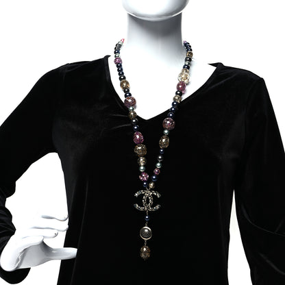 Chanel Crystal Bead CC Pendant Necklace Multicolor 2 of 5