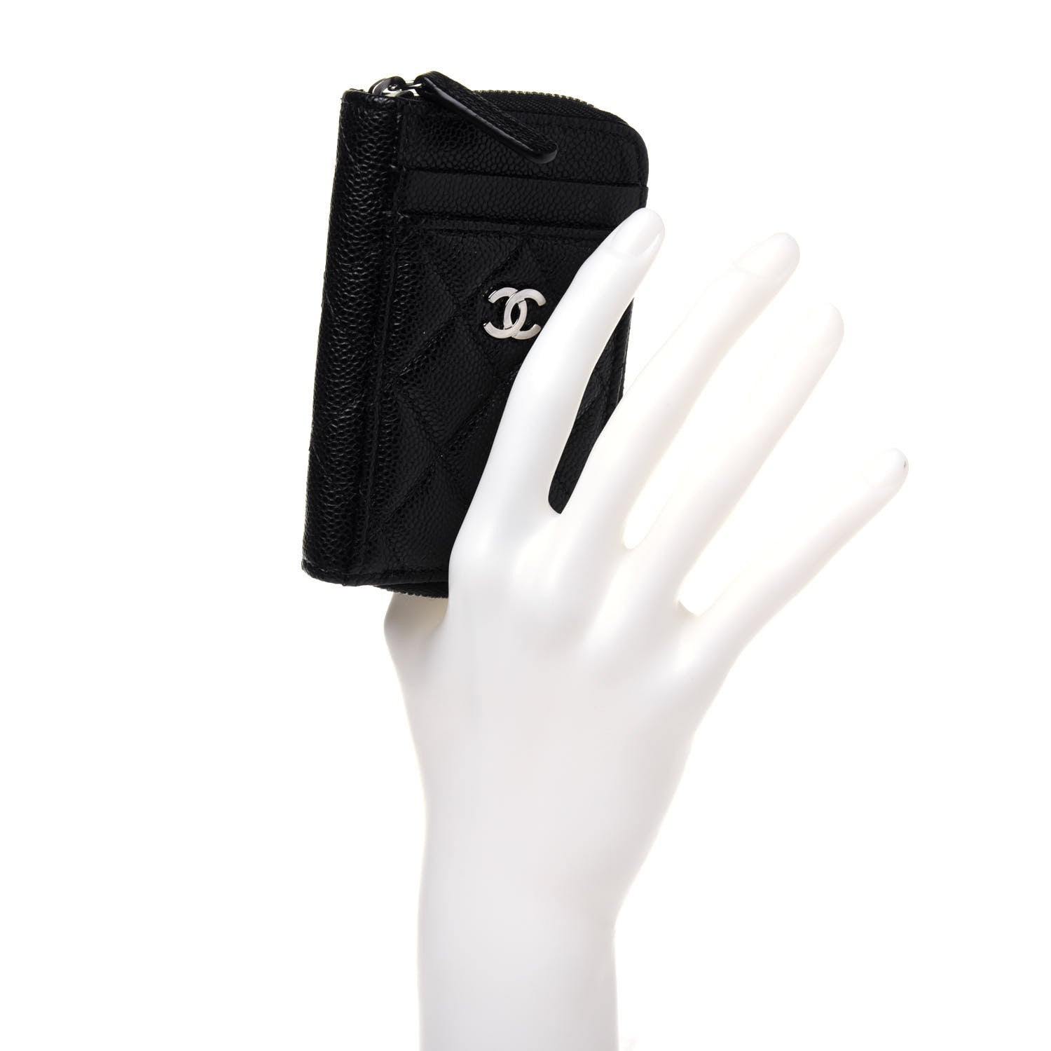 Chanel Caviar Quilted Zip Card Holder Black 2 of 13