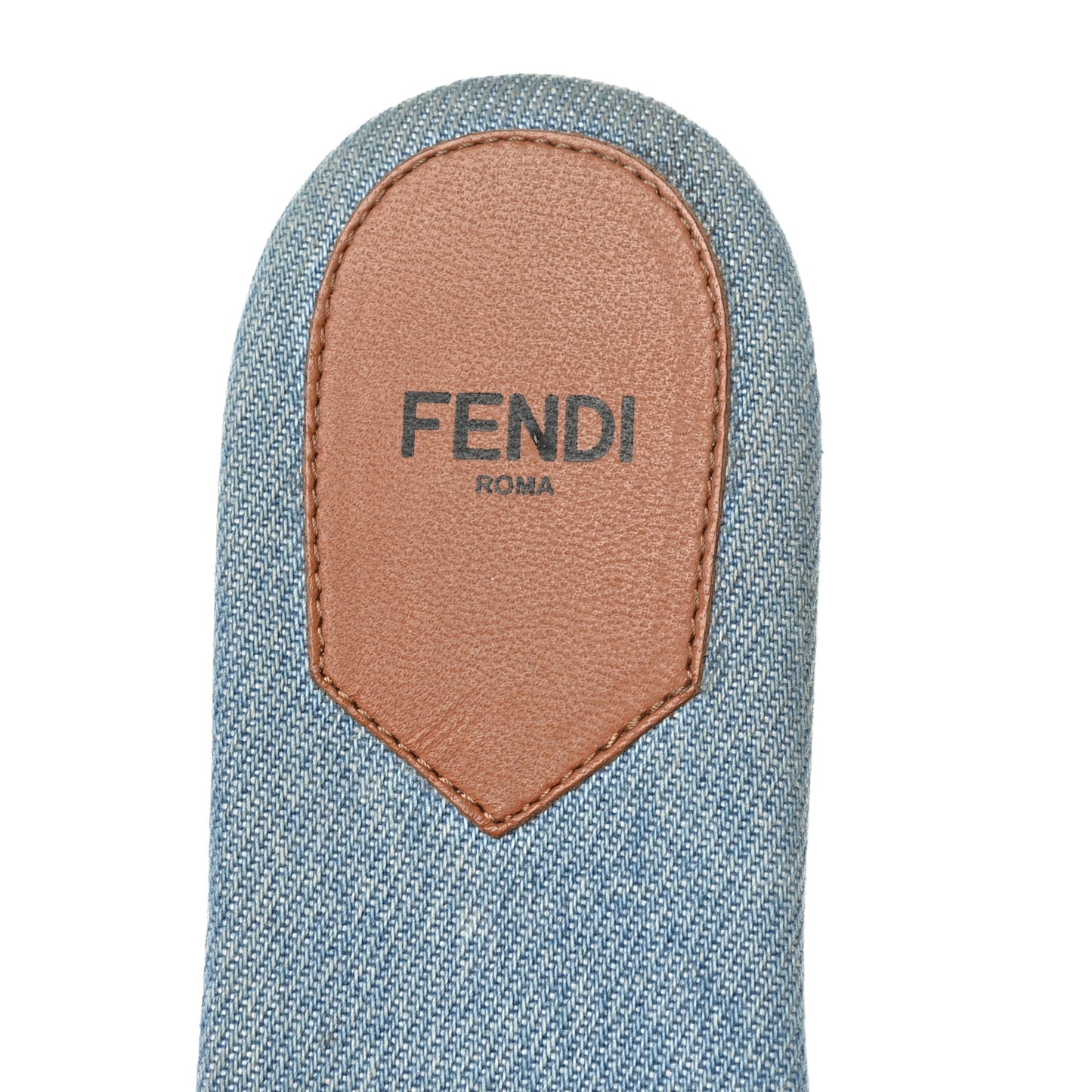 Denim Print Logo Flat Slide Sandals 38 Denim Brandy