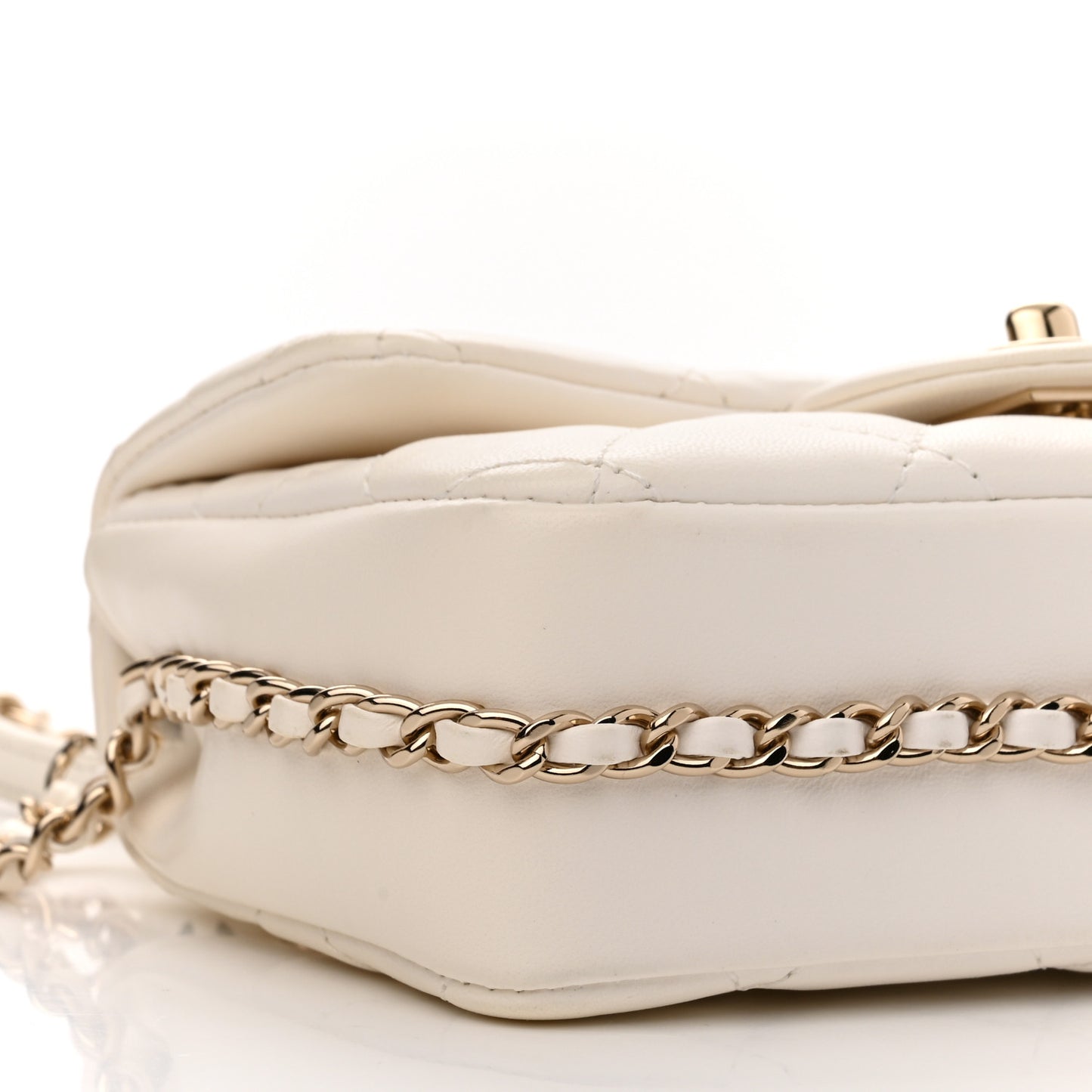 Lambskin Quilted Mini My Precious Flap White