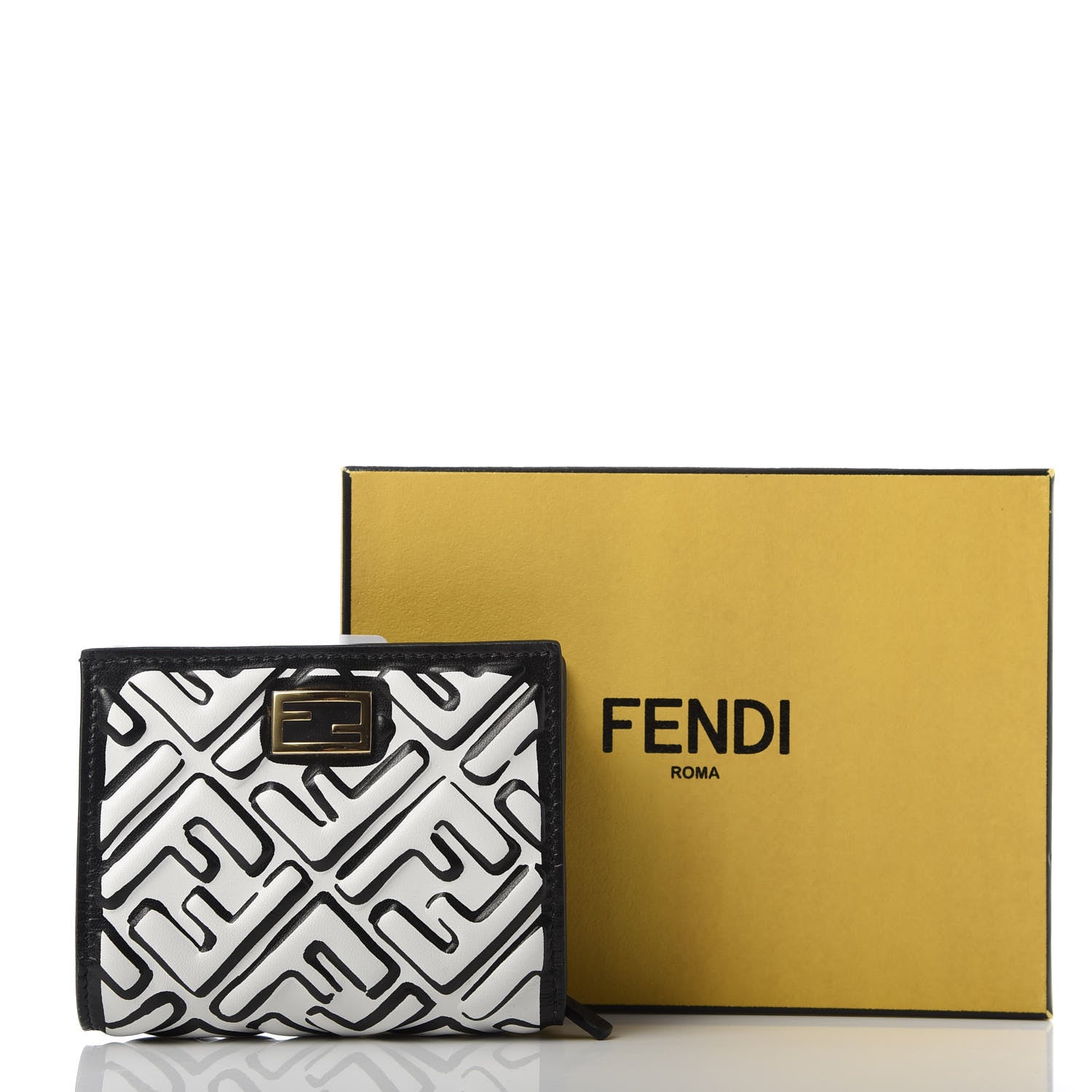 Fendi X JOSHUA VIDES Nappa FF Embossed Baguette Wallet White Black 7 of 7